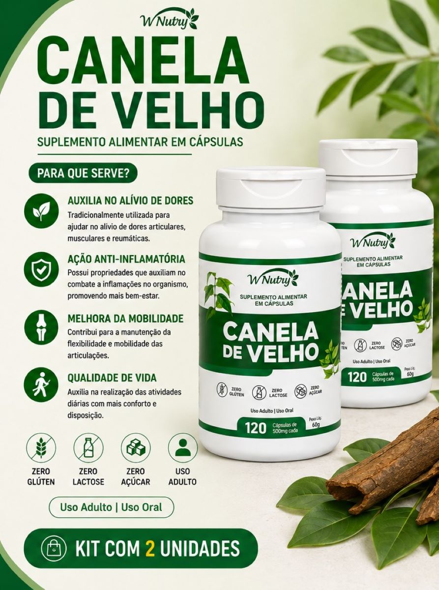Kit De 2 Suplementos Canela De Velho 2x120 Caps Articulações