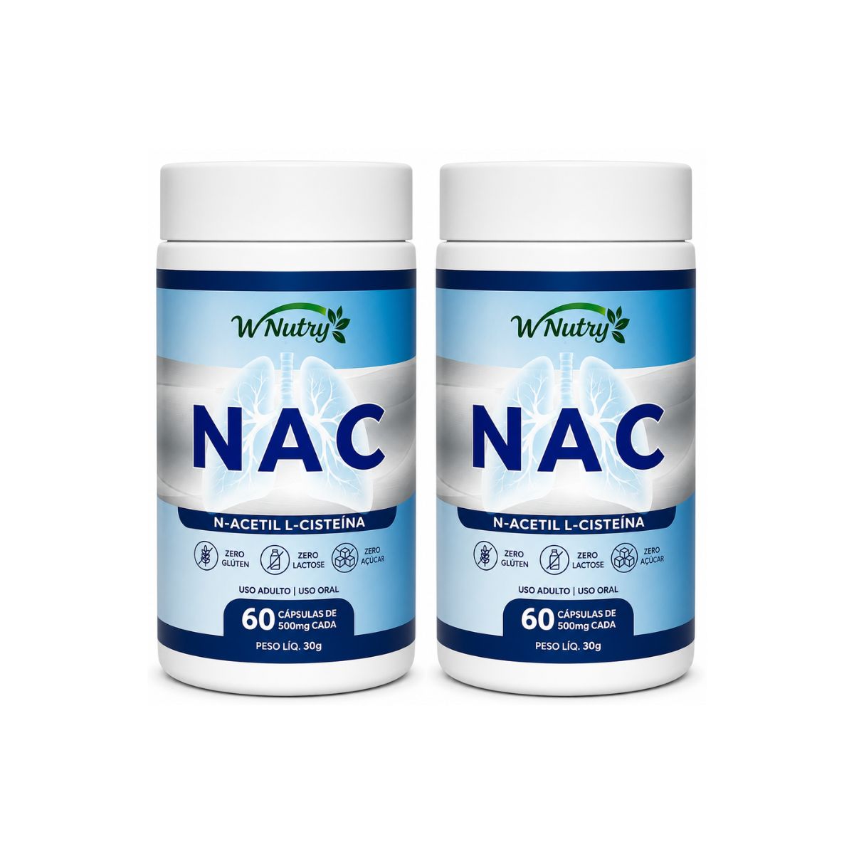 2 Suplementos NAC Acetilcisteína 2x60 Cápsulas Antioxidante Pulmões