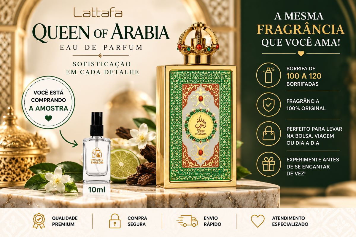 Mini Perfume Queen Of Arabia 10ml Aroma Cremoso Envolvente