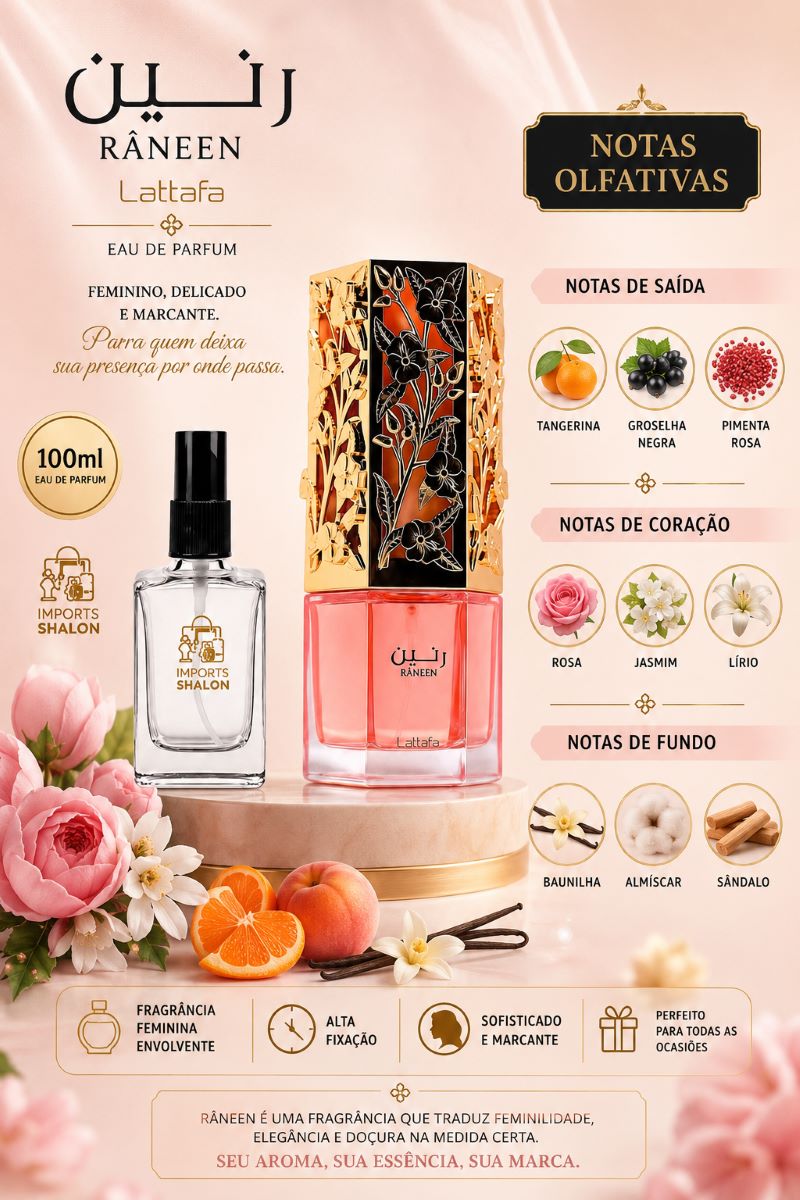 Mini Perfume Raneen 10ml Aroma Delicado E Marcante