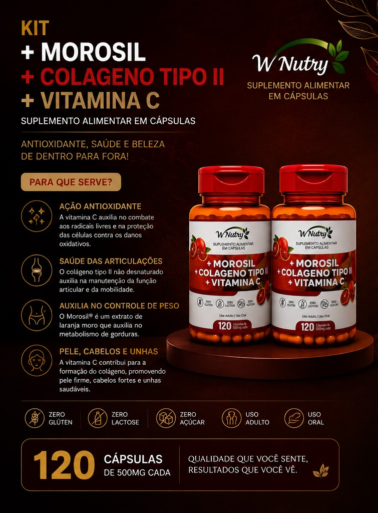 2 Suplementos Morosil + Colágeno Tipo 2 E Vitamina C Power Fit