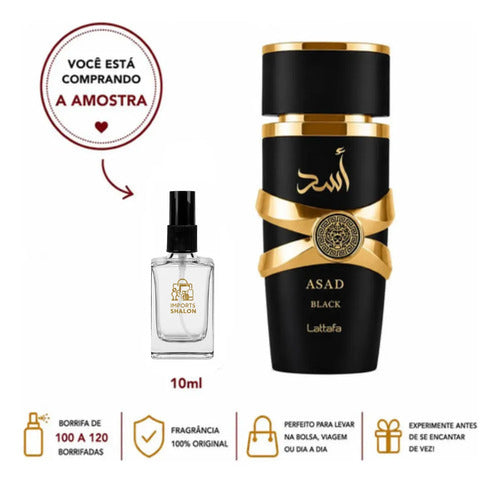 Asad Black Lattafa Perfume Masculino 10ml Alta Sofisticação