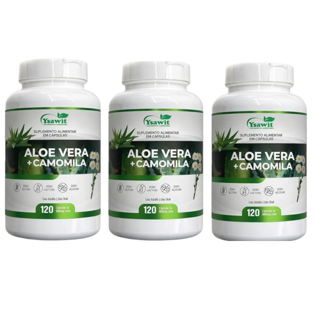 Kit Com 3 Suplementos Aloe Vera + Camomila 120 Caps Cada Ysawit