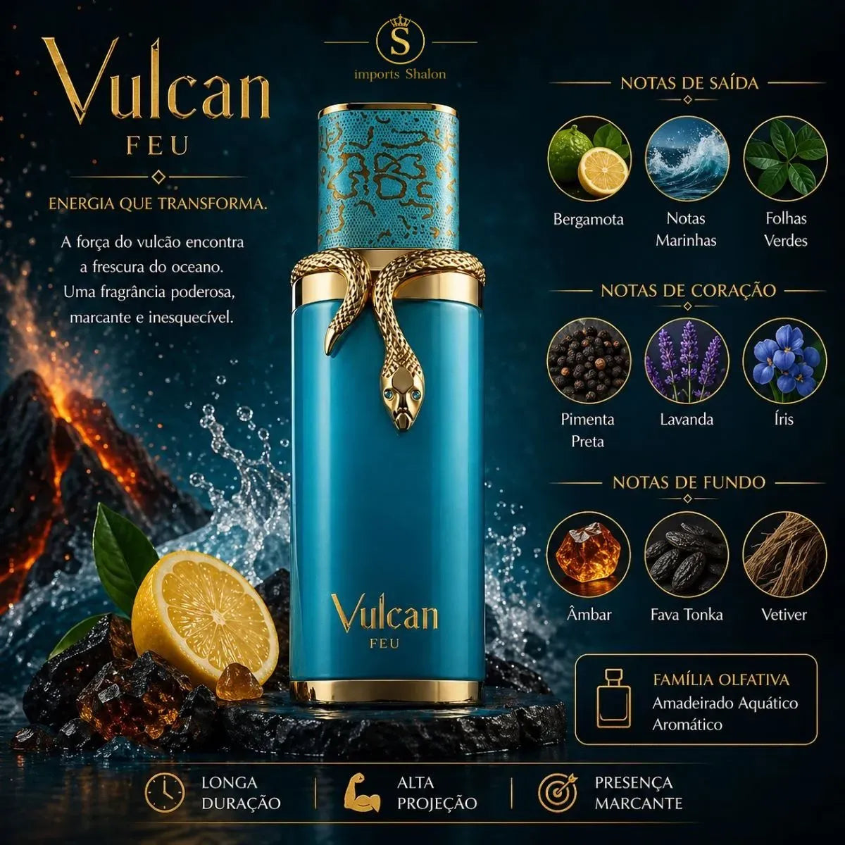 Vulcan Feu 10ml Perfume Presença Marcante E Sofisticada