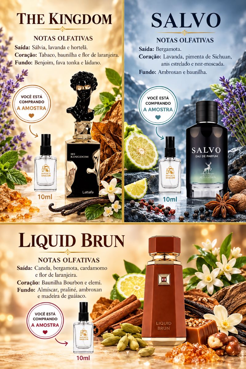 3 Mini Perfume 10ml His Confession Salvo Liquid Brun