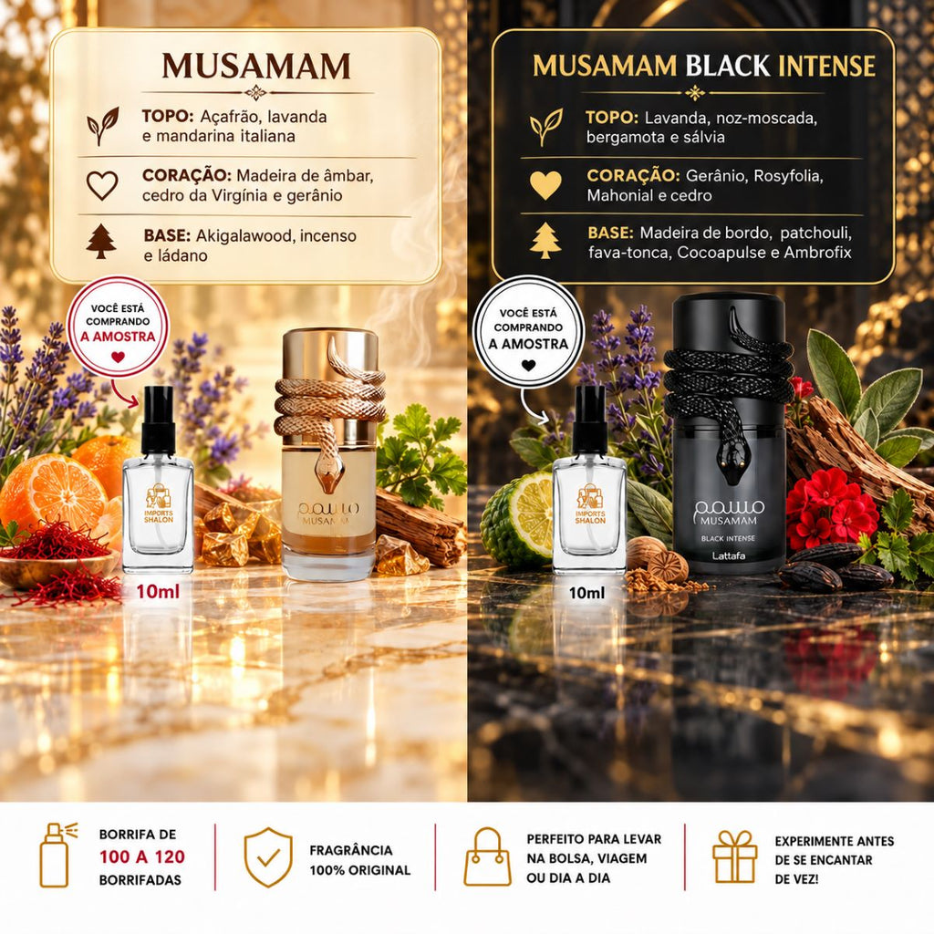 Kit 2 Mini Perfumes Musamam 10ml Black Intense