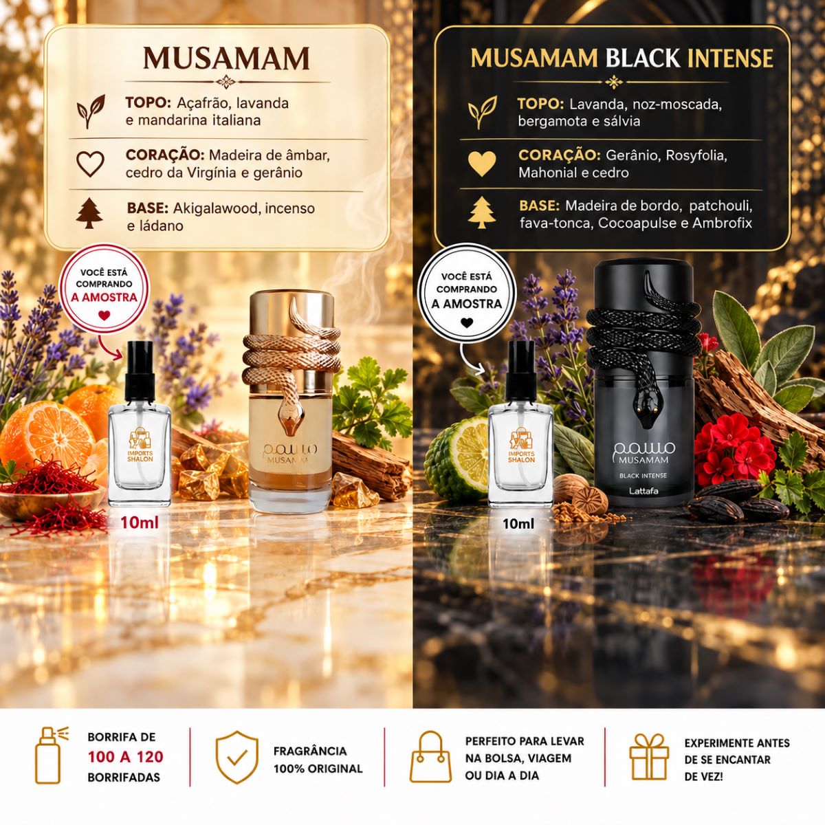 Kit 2 Mini Perfumes Musamam 10ml Black Intense