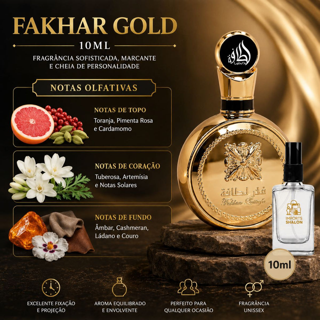 Mini Perfume Fakhar Gold 10ml Eau De Parfum Alta Fixação