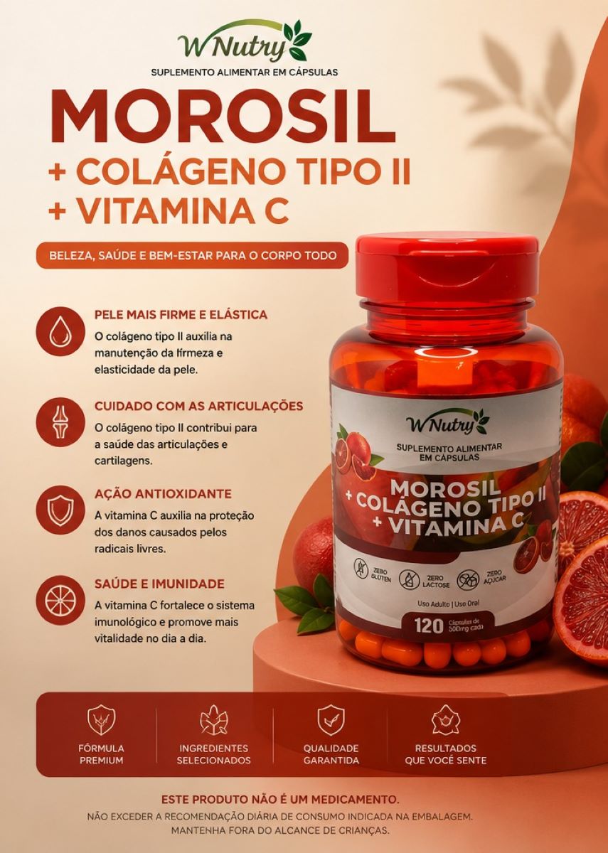 3 Suplementos Morosil + Colágeno Tipo 2 E Vitamina C Power