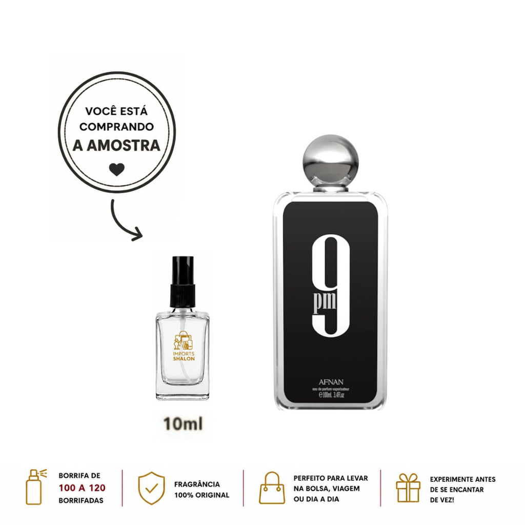 Mini Perfume 9PM 10ml Aroma Doce Especiado Masculino