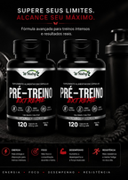 2 Suplementos Pré-Treino Extreme Fórmula Premium Alta Potência 2x120 Caps
