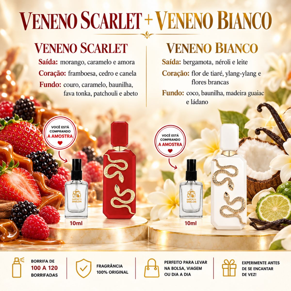 Kit 2 Mini Perfumes Veneno Scarlet Bianco 10ml