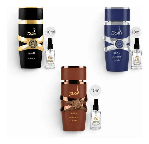 Kit 3 Mini Perfumes Árabes 10ml Linha Asad Masculino